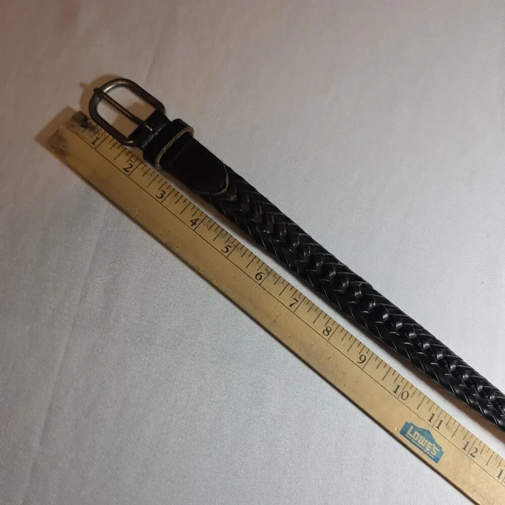 Boys Dress Belt Black Braided Leather Adjustable 27
